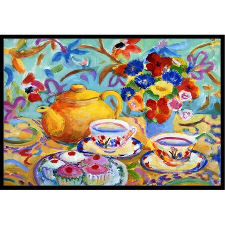 Carolines Treasures Teal Tea by Wendy Hoile Indoor or Outdoor Mat- 18 x 27 HWH0011MAT